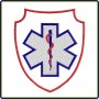 Ecusson Blason Blanc Caducée - Rouge